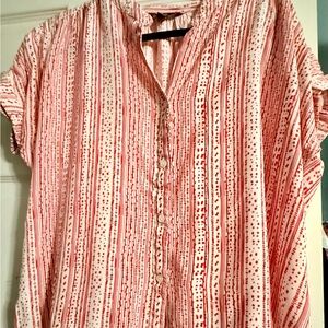 Velvet Heart Women's Red and White Button Down Shirt